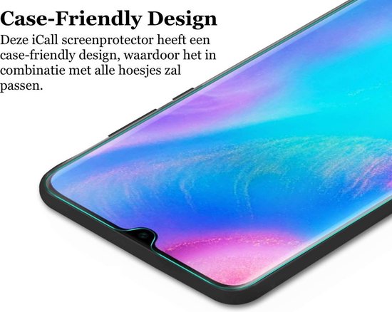 iCall - Huawei P30 Case + Screenprotector Tempered Glass - Cuir TPU Book Case Wallet Flip Wallet - Rose Gold