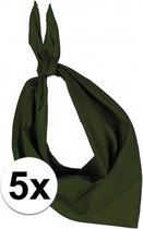 5x Zakdoek bandana olijf groen - hoofddoekjes