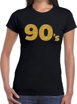 90's goud glitter t-shirt zwart dames - Jaren 90 kleding L