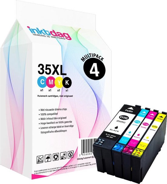 Inktdag inktcartridges voor Epson 35 XL / Epson 35XL, multipack van 4  kleuren (1*BK,... | bol