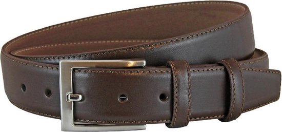 Houtkamp Leren Pantalon Riem voor Dames en Heren - Kostuum Riem - 3,5 cm breed - Broekriem - Glad Leer - Bruin - Riemmaat 115