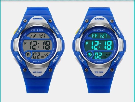 Kinderhorloge Chrono - Alarm – Digitaal Horloge – Blauw - Ø37mm - Giftbox - SKMEI