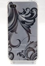Zacht plastic backcase wit/doorzichtige bloem voor iphone 4