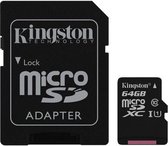 Kingston Micro SD Kaart Canvas 64 GB - Class 10 + SD Adapter