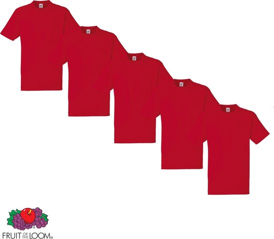 Fruit of the Loom - 5 stuks Valueweight T-shirts Ronde Hals - Rood - L