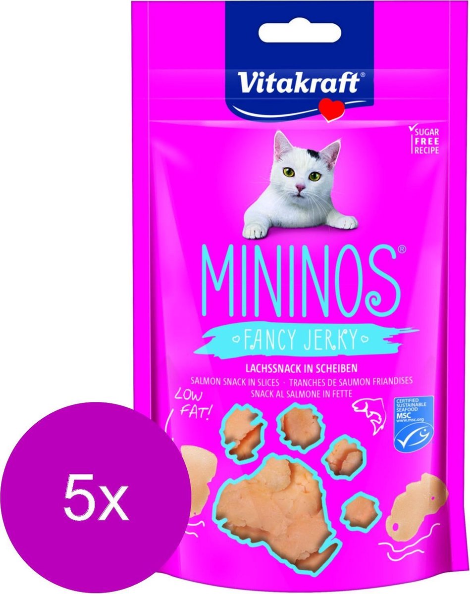 Vitakraft Mininos Fancy Jerky - Kattensnack - Zalm - 5 x 40 g