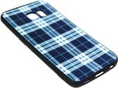 ADEL Siliconen Back Cover Softcase Hoesje Geschikt Voor Samsung Galaxy S6 Edge - Stoffen Design Blauw
