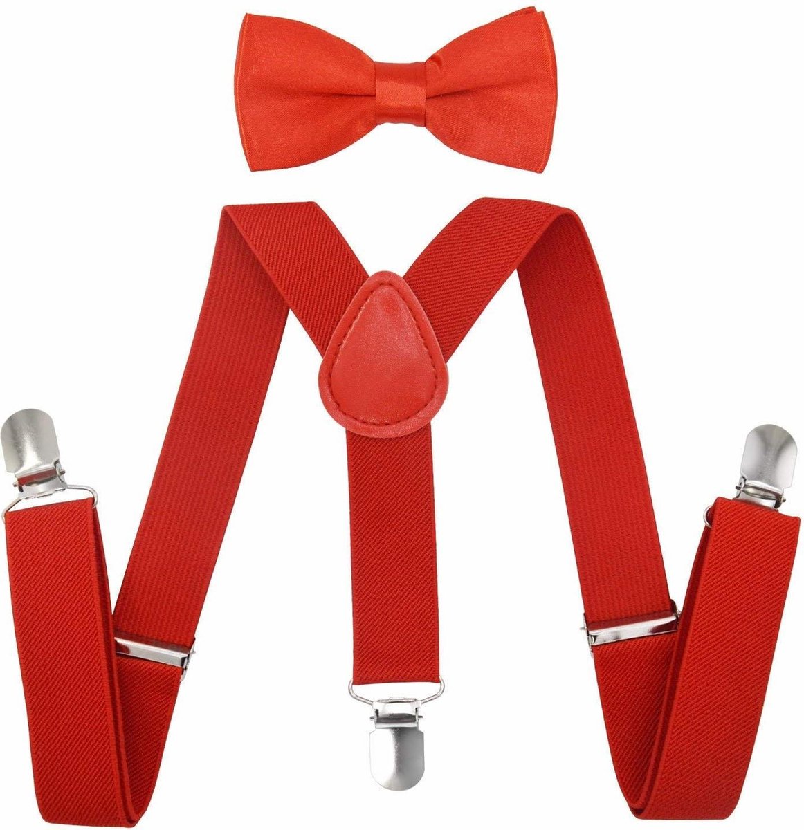 Fako Fashion - Kinder Bretels Met Vlinderstrik - Kinderbretels - Vlinderdas - Strik - Effen - 65cm - Rood