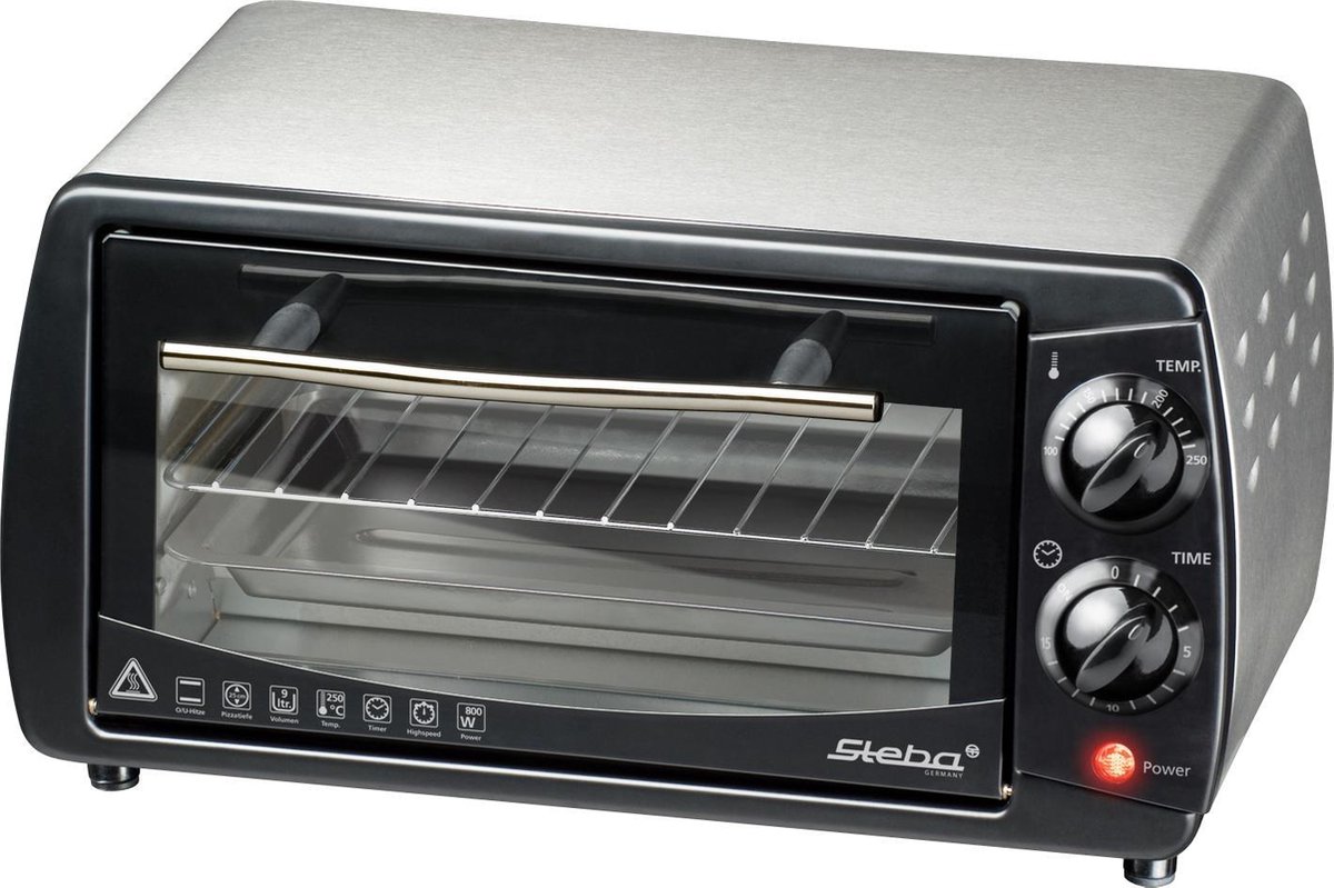 Steba KB9.2 - vrijstaande compacte oven - 9 liter - 800 Watt - timer - RVS behuizing - Zwart – foto 8
