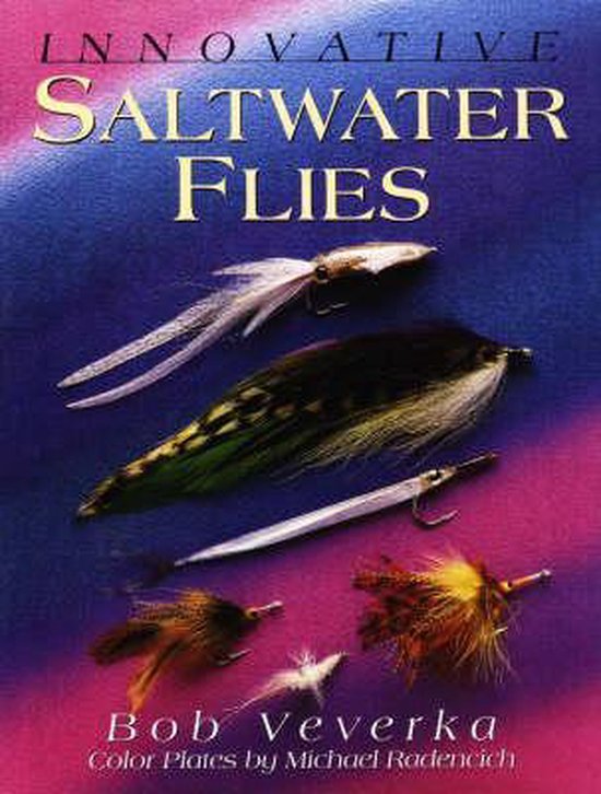 Boek 'Innovative Saltwater Flies' met afbeeldingen van diverse zoutwatervliegen.