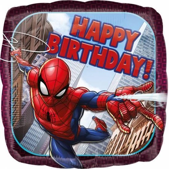 Spiderman Helium Ballon Happy Birthday 45cm leeg