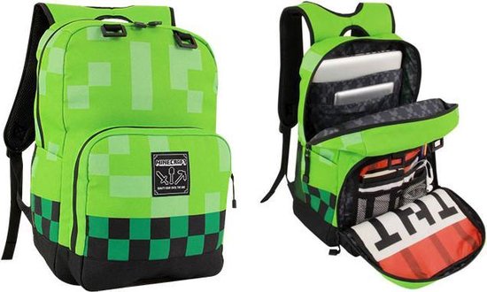 Minecraft - Backpack - rugzak - Groen Creeper 44 cm | bol.com