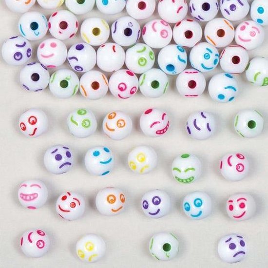 Baker Ross Kleurrijke Knutselkralen Met Grappige Gezichten - 300 Stuks Creatieve Sieraden Set Voor Kinderen Om Armbanden En Kettingen Te Maken