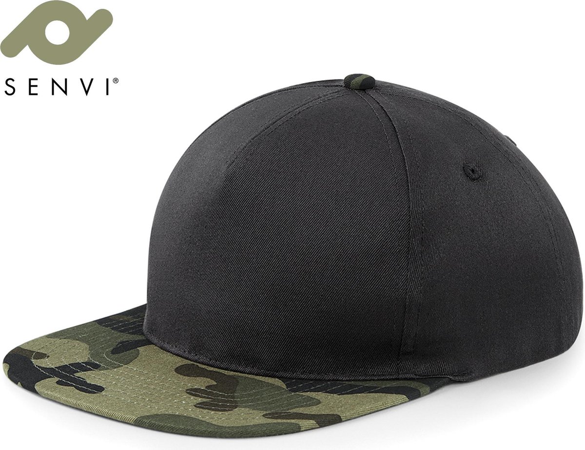 Senvi Camouflage Snapback - Kleur Donker Zwart/Militair Camo
