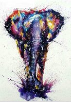 Delki® Elephant avec beaucoup de peinture au diamant - 20 couleurs - 30x40cm - Pierres rondes