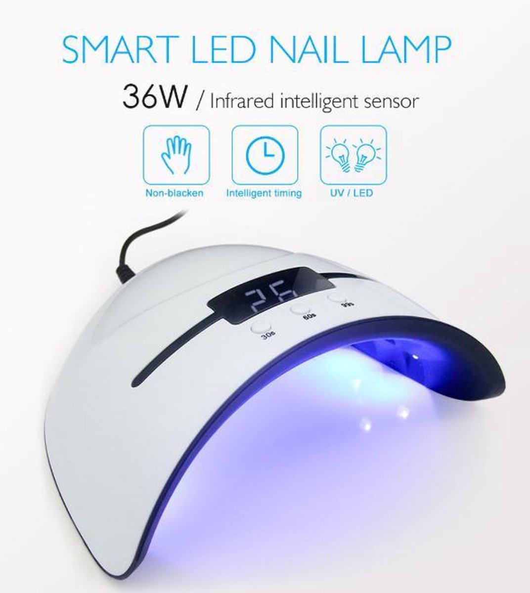Jurra WiseGoods Premium Nagel UV Lamp Gelnagels LED Gellak Nageldroger 36W Wit