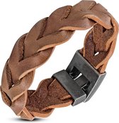 Amanto Armband Djorgen Brown - Heren - Leer - Gevlochten - 20 mm - 21 cm