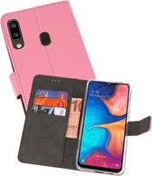 Booktype Telefoonhoesjes - Bookcase Hoesje - Wallet Case -  Geschikt voor Samsung Galaxy A20 - Roze
