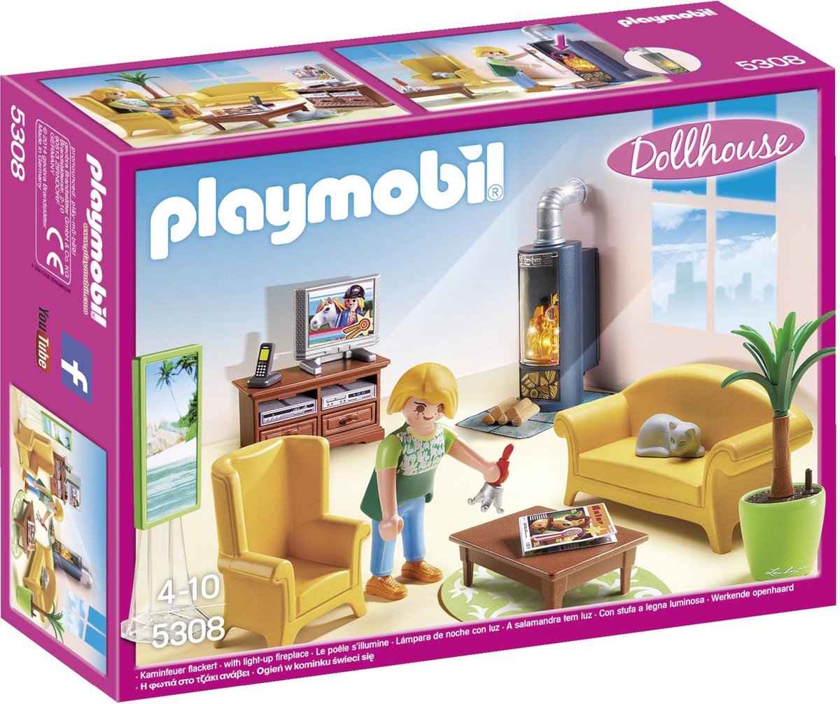 leef ermee nikkel verf Playmobil Woonkamer met houtkachel - 5308 | bol.com