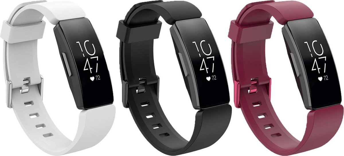 KELERINO. Siliconen bandjes geschikt voor Fitbit Inspire (HR) - 3-pack - Large