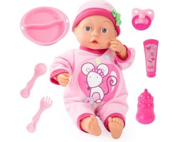foto van Bayer Design - Babypop First Words Baby 33 cm in roze