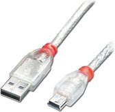 LINDY USB-kabel USB 2.0 USB-A stekker, USB-mini-B stekker 5.00 m Transparant 41785