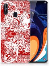 Geschikt voor Samsung Galaxy A60 Silicone Back Case Angel Skull Red