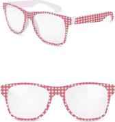 12x Bril roze/ (wit) lichtblauw geblokt