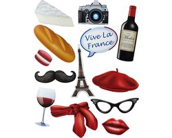 360° Degrees Franse photobooth accessoires set - Voor themafeestje