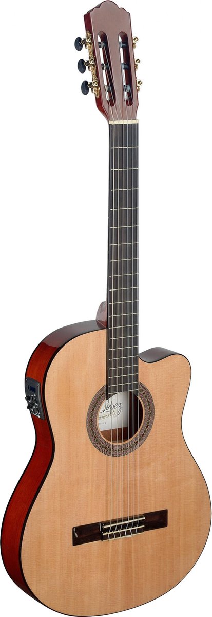 Angel Lopez MEN TCE S: Guitare classique électro-acoustique 4/4 avec pan  coupé, corps... | bol
