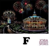 Kras Tekening "JobaStores®" Groot F (41x28cm) | Amusement Park | Krastekeningen pakket | Scratch Art / Painting | Kraskaarten | Krasfolie