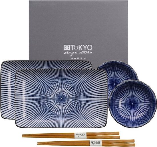 Uittreksel contrast voordelig Tokyo Design Studio Kotobuki Sushi Servies - Blauw - 6-delig - 2-persoons |  bol.com