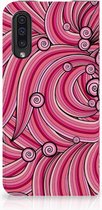 Geschikt voor Samsung Galaxy A50 Standcase Hoesje Swirl Pink