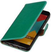 Zakelijke Book Case Telefoonhoesje Geschikt voor de Samsung Galaxy A7 (2016) A710F - Portemonnee Hoesje - Pasjeshouder Wallet Case - Groen