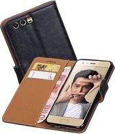 Zakelijke Book Case Telefoonhoesje Geschikt voor de Huawei Honor 9 - Portemonnee Hoesje - Pasjeshouder Wallet Case - Zwart