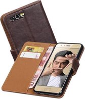 Zakelijke Book Case Telefoonhoesje Geschikt voor de Huawei Honor 9 - Portemonnee Hoesje - Pasjeshouder Wallet Case - Mocca