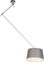 QAZQA blitz - Moderne Hanglamp met kap - 1 lichts - L 380 mm - Grijs - Woonkamer | Slaapkamer | Keuken