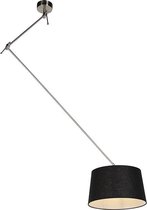 QAZQA blitz - Moderne Hanglamp met kap - 1 lichts - L 380 mm - Zwart - Woonkamer | Slaapkamer | Keuken