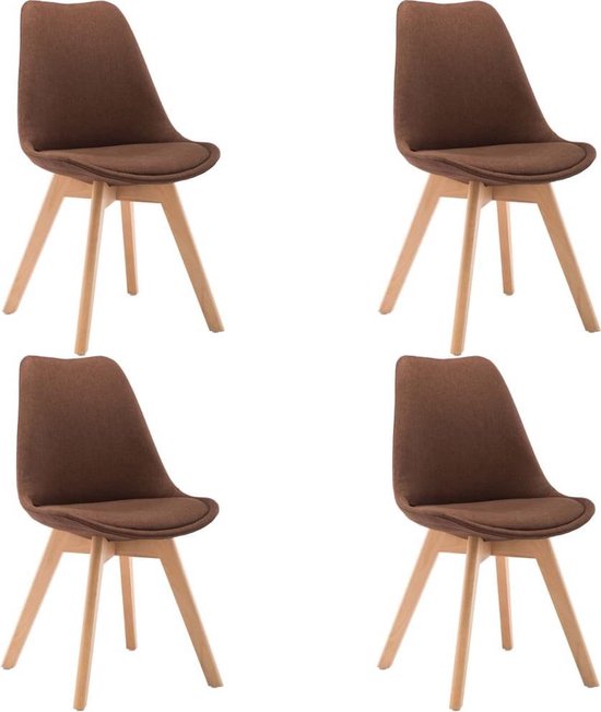 Eettafel stoelen Stof Bruin 4 STUKS / Eetkamer stoelen / Extra stoelen voor huiskamer... bol.com