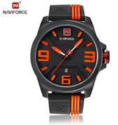 Hidzo Horloge Naviforce H250 Ø 47 mm - Zwart/Oranje - Inclusief horlogedoosje