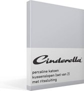 Cinderella - Kussenslopen met rits - Katoen - 40x80 cm - Light Grey - 2 stuks