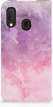 Geschikt voor Samsung Galaxy A20e Bookcase Pink Purple Paint