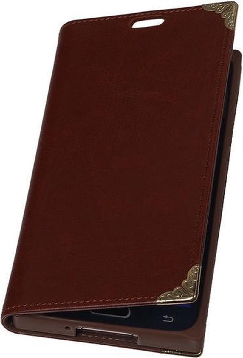 BestCases.nl TPU Map Booktype Hoes voor Samsung Galaxy E5 - Bruin