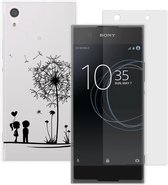 MP Case glasfolie tempered screen protector gehard glas voor Sony Xperia XA1 + Gratis Love design TPU case hoesje voor Sony Xperia XA1