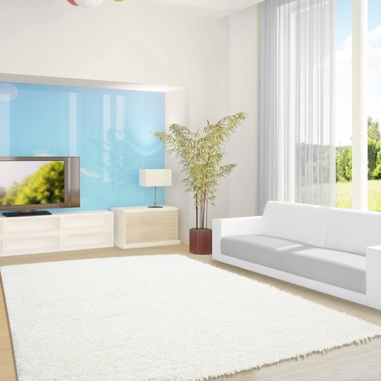 Hoogpolig vloerkleed - Life Creme/Wit 140x200cm