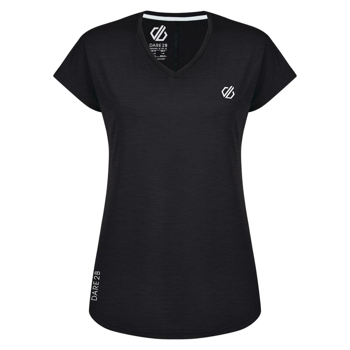 T-shirt Korte Mouwen Hiking Dames Ademend Zwart