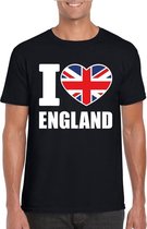 Zwart I love Engeland fan shirt heren XL