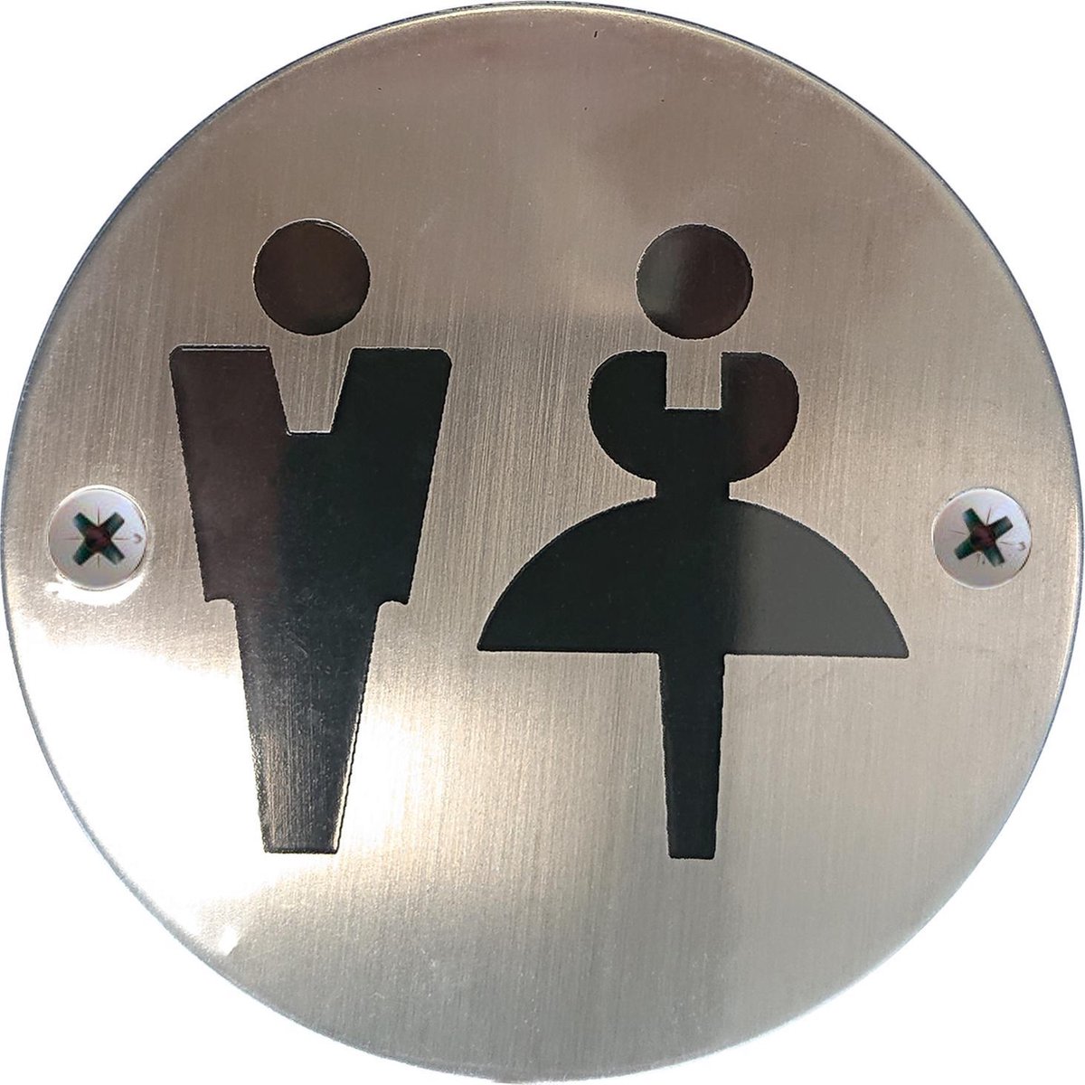 AVENUE pictogram toilet algemeen gegraveerd in rvs rond Ø 75mm
