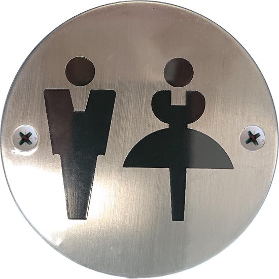 AVENUE pictogram toilet algemeen gegraveerd in rvs rond Ø 75mm