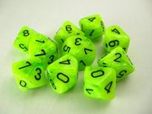 Chessex Vortex Bright Green/black D10 Dobbelsteen Set (10 stuks)